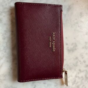 Kate Spade Maroon Wallet with Gold Details